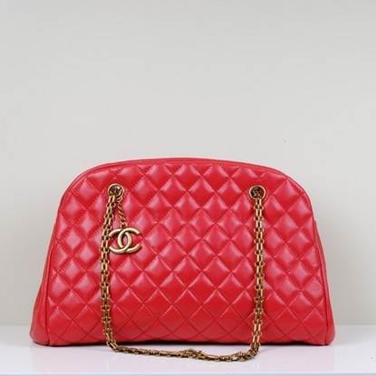 Best Chanel lambskin leather shoulder bags 49854 Red On Sale